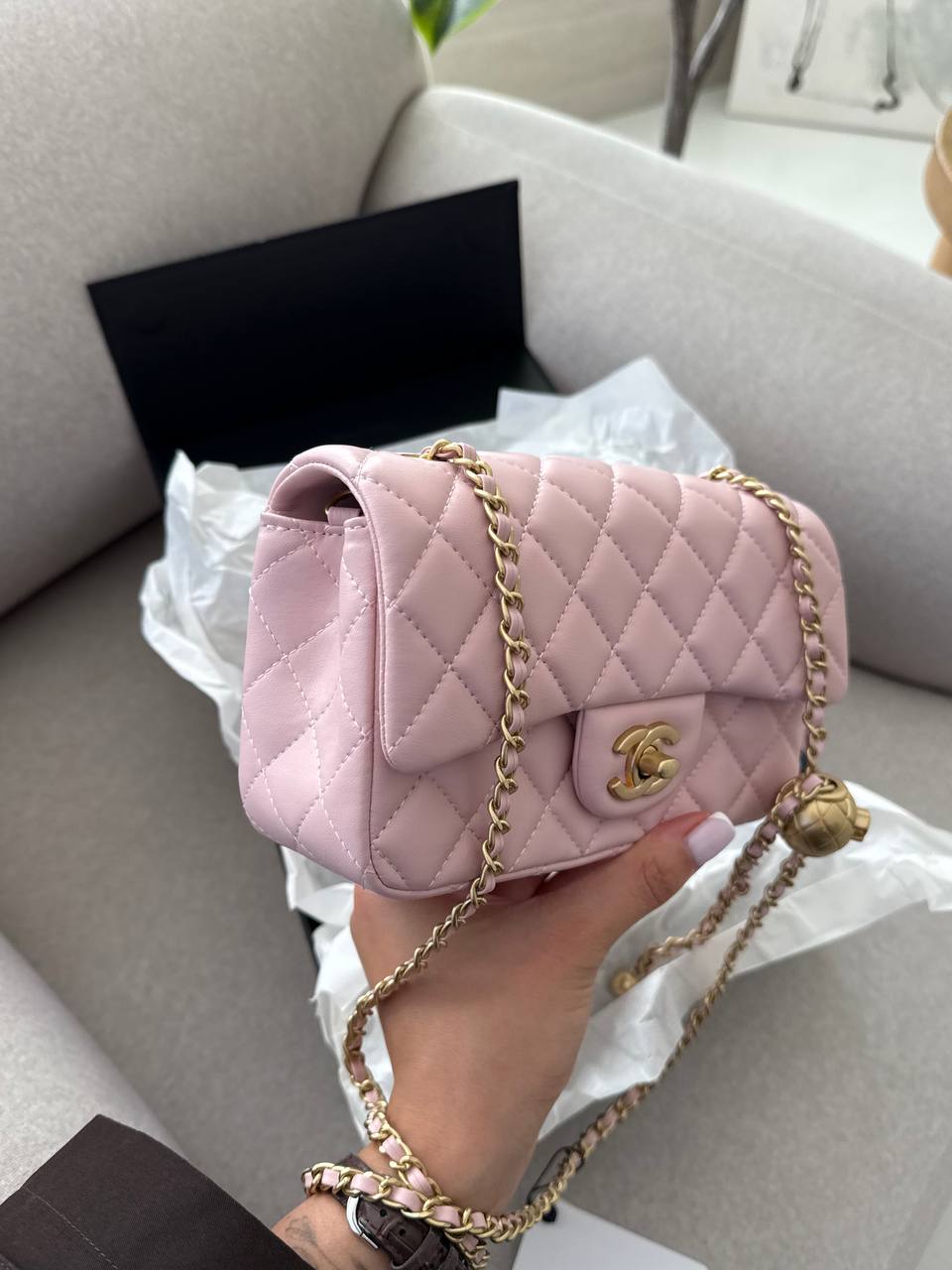Chanel Classic 1.55 Small Single Flap in Pink/Gold - 5