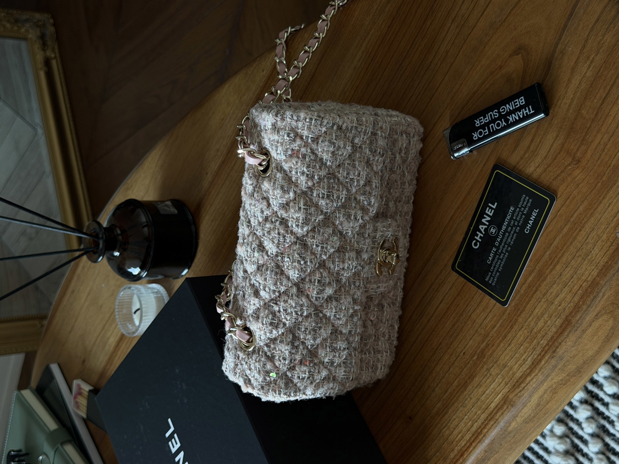 Chanel Classic 1.55 Small Single Flap Tweed/Gold - 2