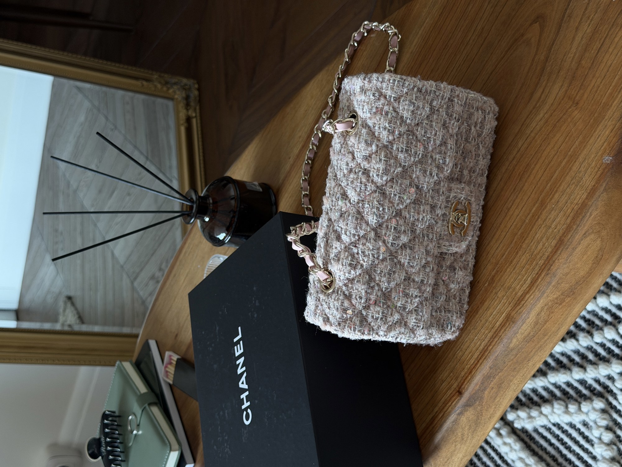 Chanel Classic 1.55 Small Single Flap Tweed/Gold - 3