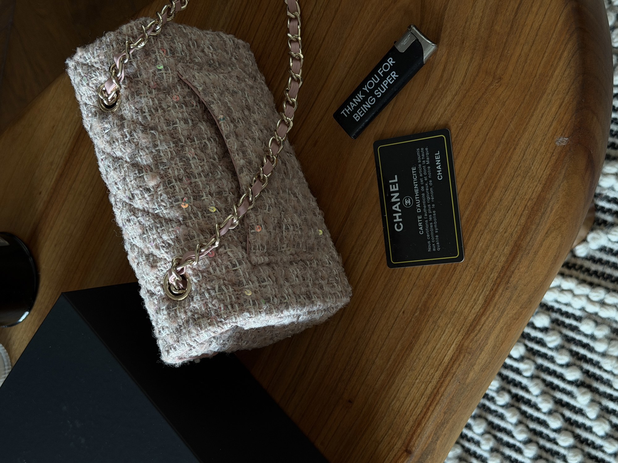 Chanel Classic 1.55 Small Single Flap Tweed/Gold - 6