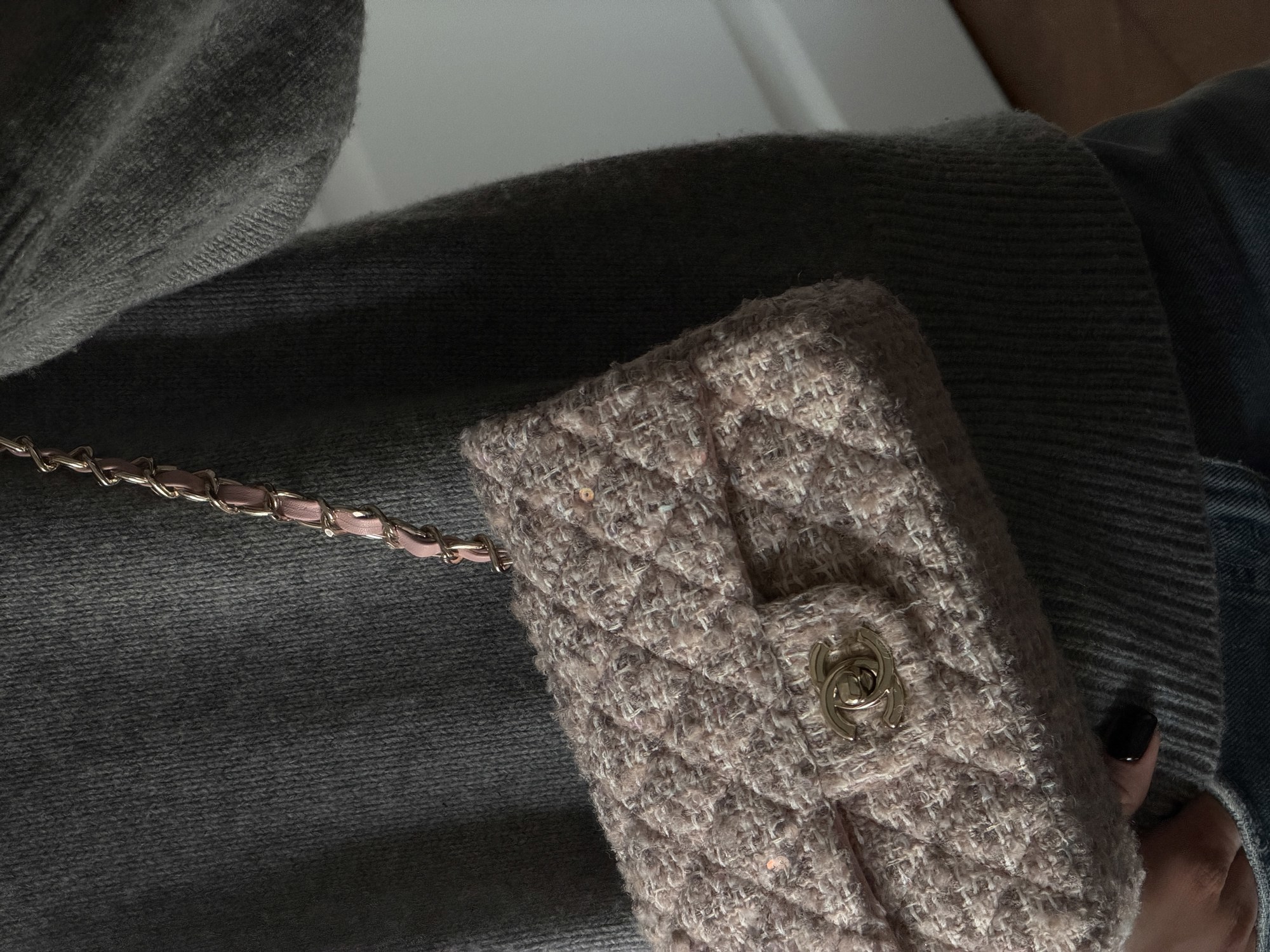 Chanel Classic 1.55 Small Single Flap Tweed/Gold - 12