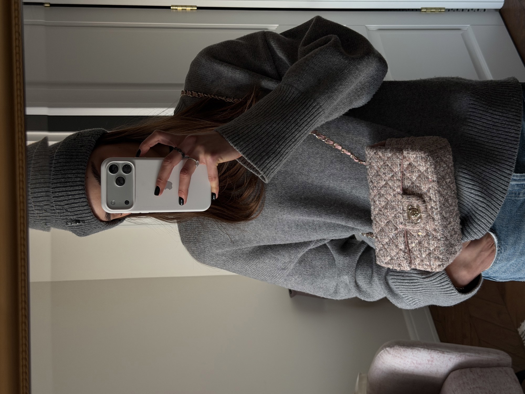 Chanel Classic 1.55 Small Single Flap Tweed/Gold - 13