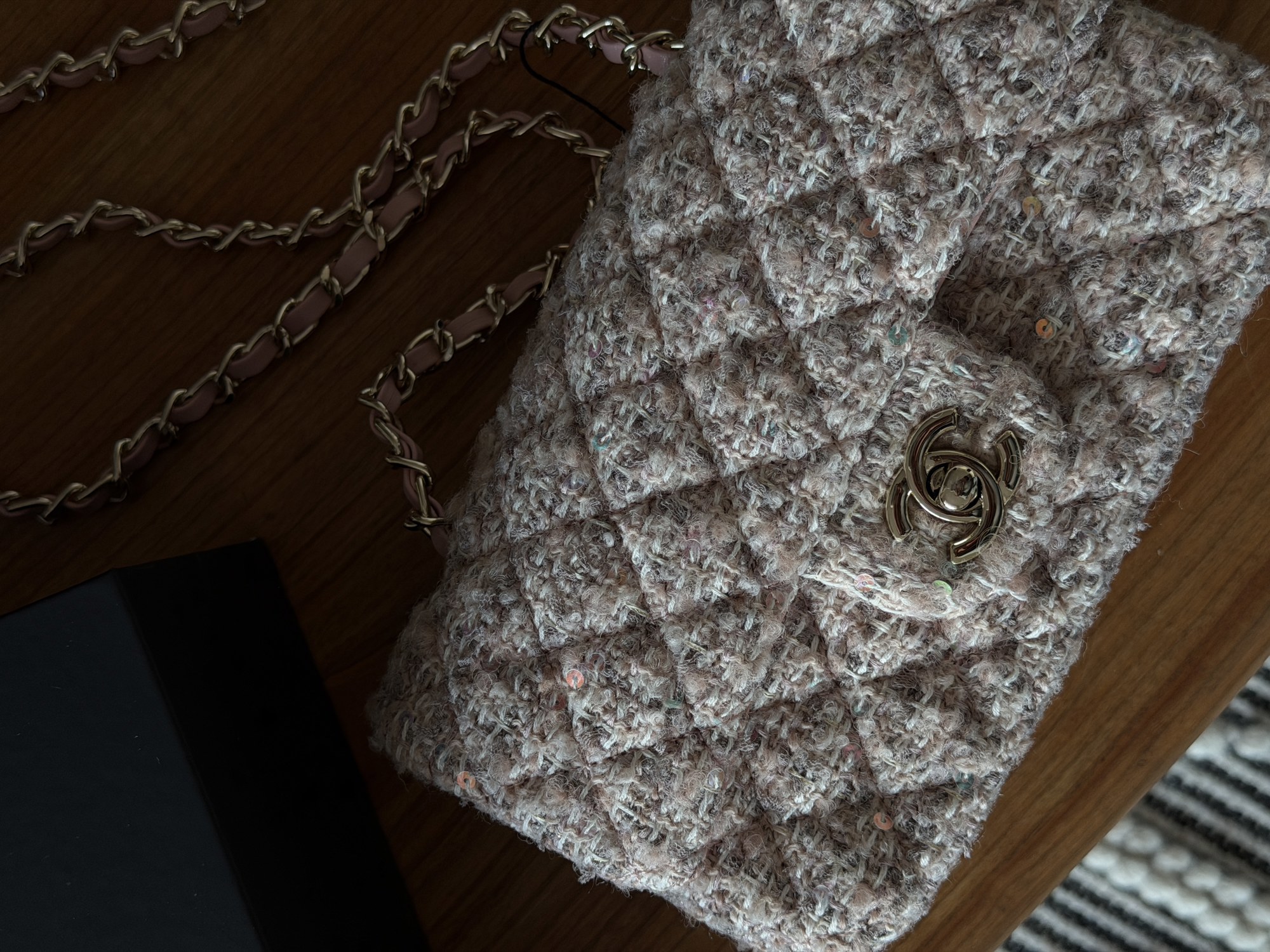 Chanel Classic 1.55 Small Single Flap Tweed/Gold - 4