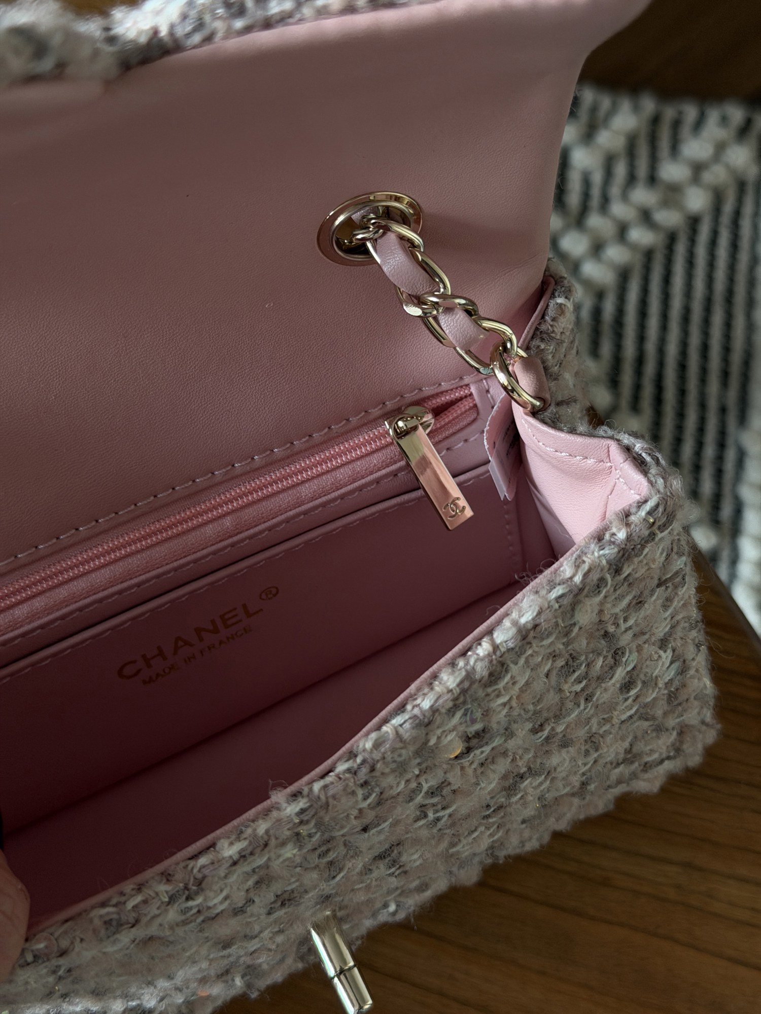 Chanel Classic 1.55 Small Single Flap Tweed/Gold - 10