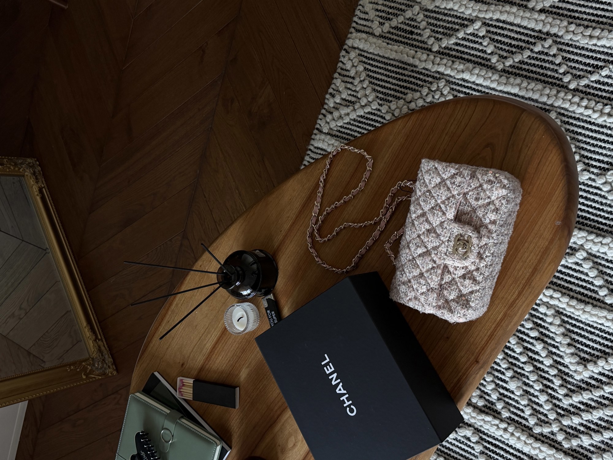 Chanel Classic 1.55 Small Single Flap Tweed/Gold - 5