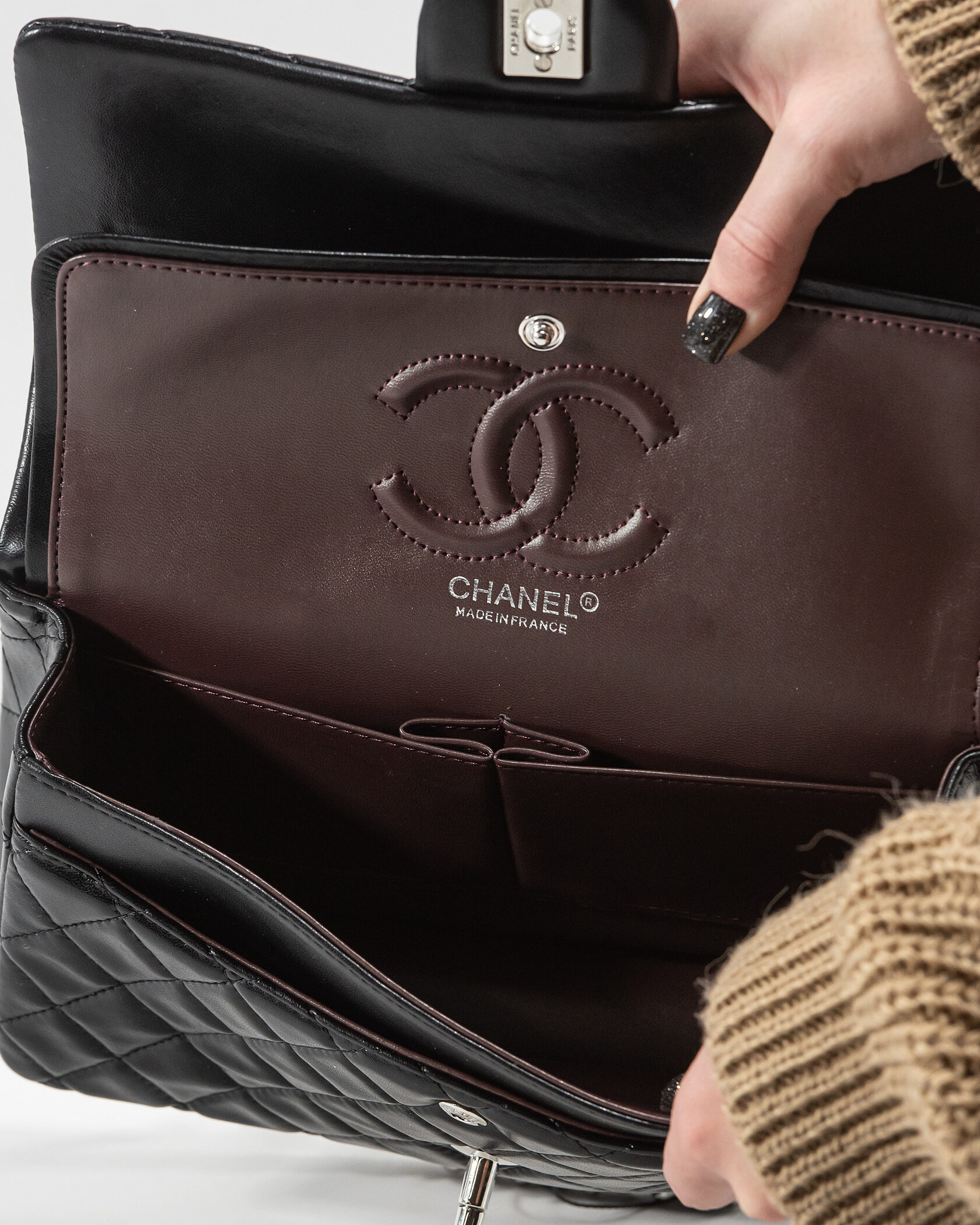 Chanel Classic 2.55 Medium Double Flap in Black/Silver - 14