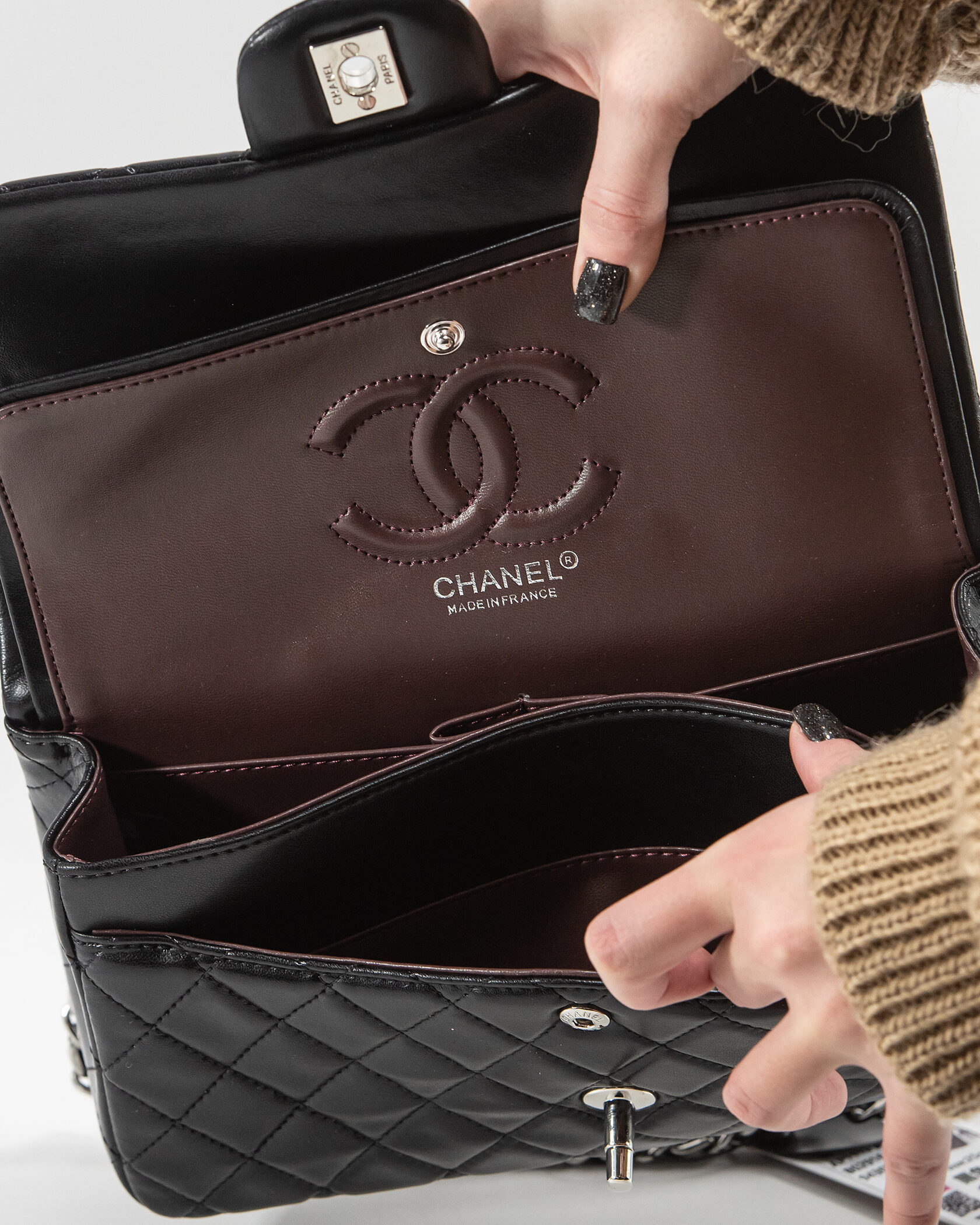 Chanel Classic 2.55 Medium Double Flap in Black/Silver - 15