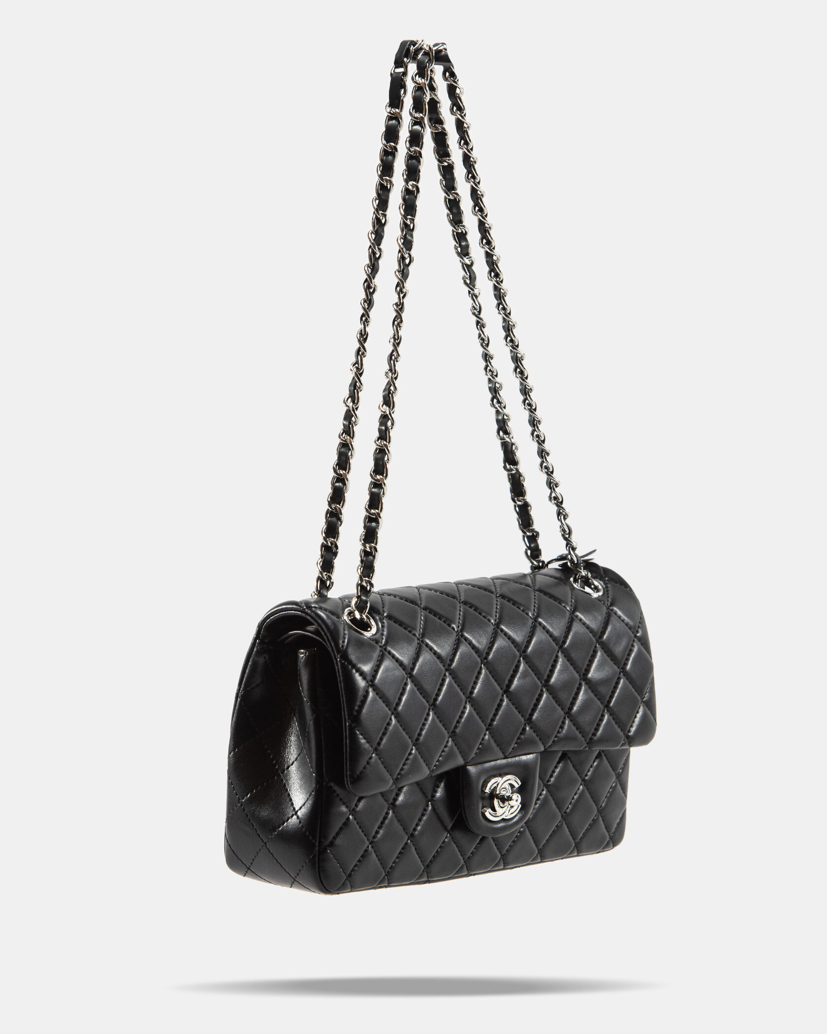 Chanel Classic 2.55 Medium Double Flap in Black/Silver - 4
