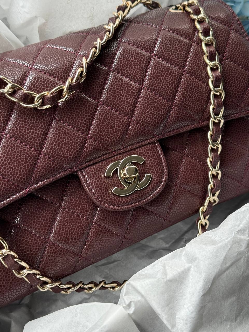 Chanel Classic 2.55 Medium Double Flap in Burgundy/Gold - 5