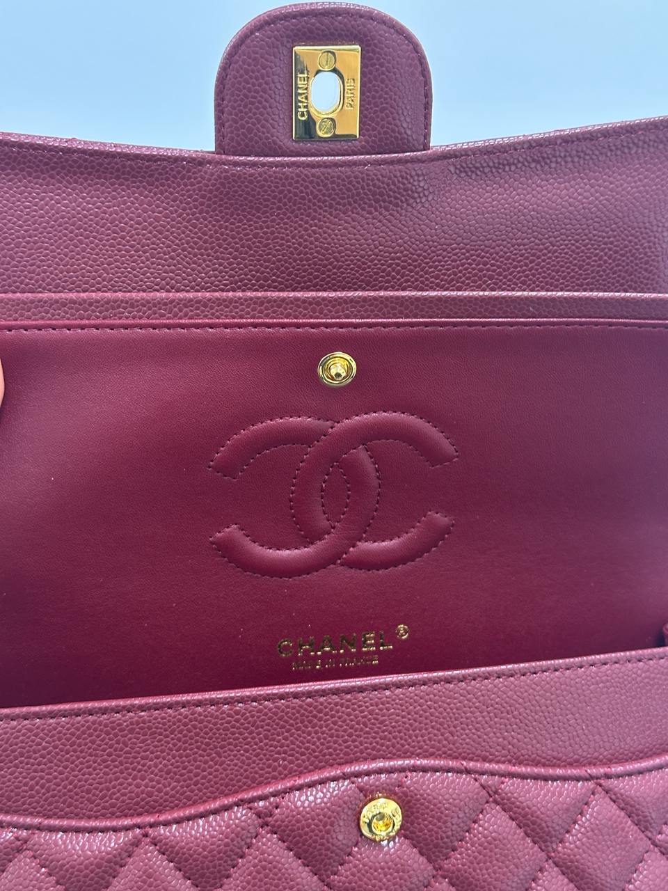 Chanel Classic 2.55 Medium Double Flap in Burgundy/Gold - 13
