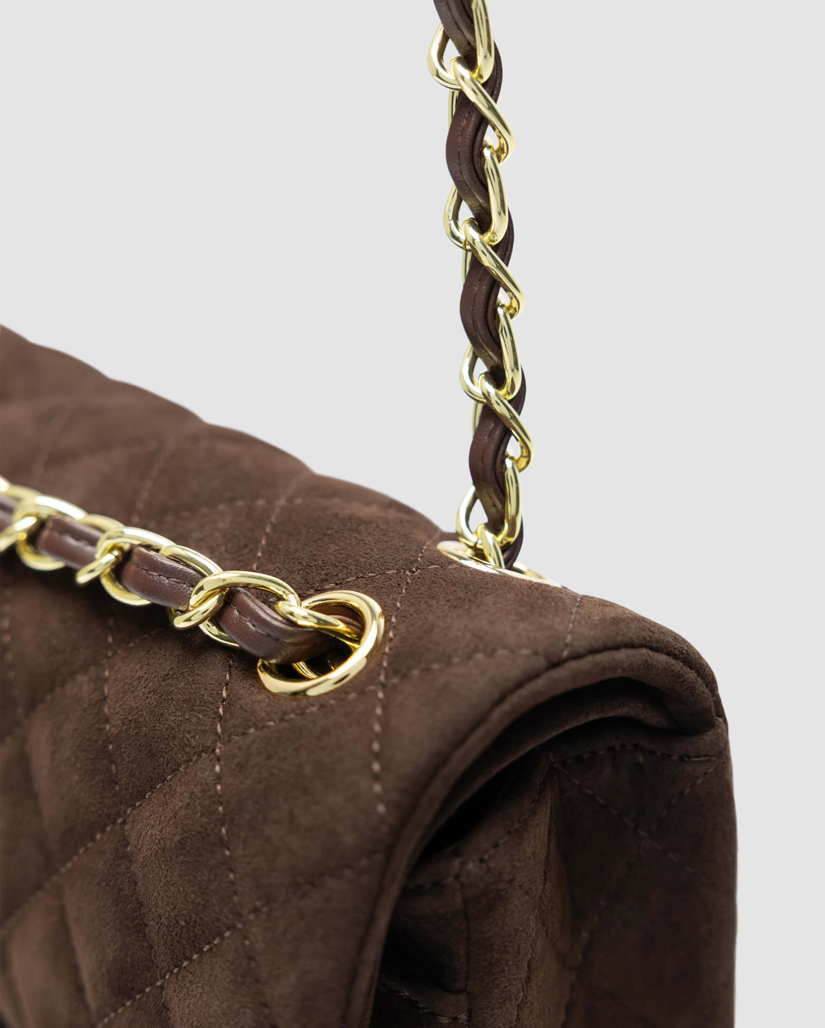 Chanel Classic 2.55 Medium Double Flap in Suede Brown/Gold - 5