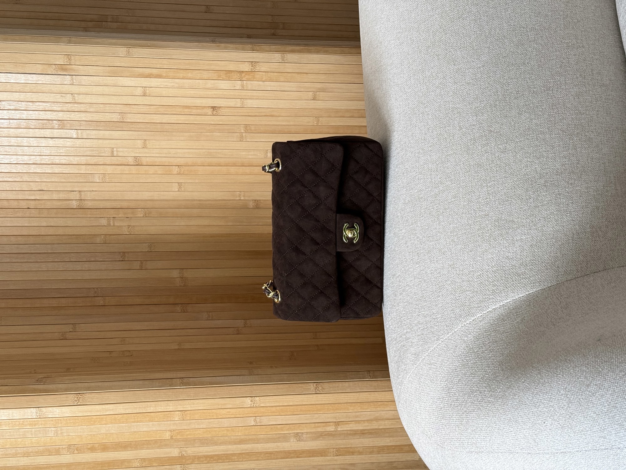 Chanel Classic 2.55 Medium Double Flap in Suede Brown/Gold - 15