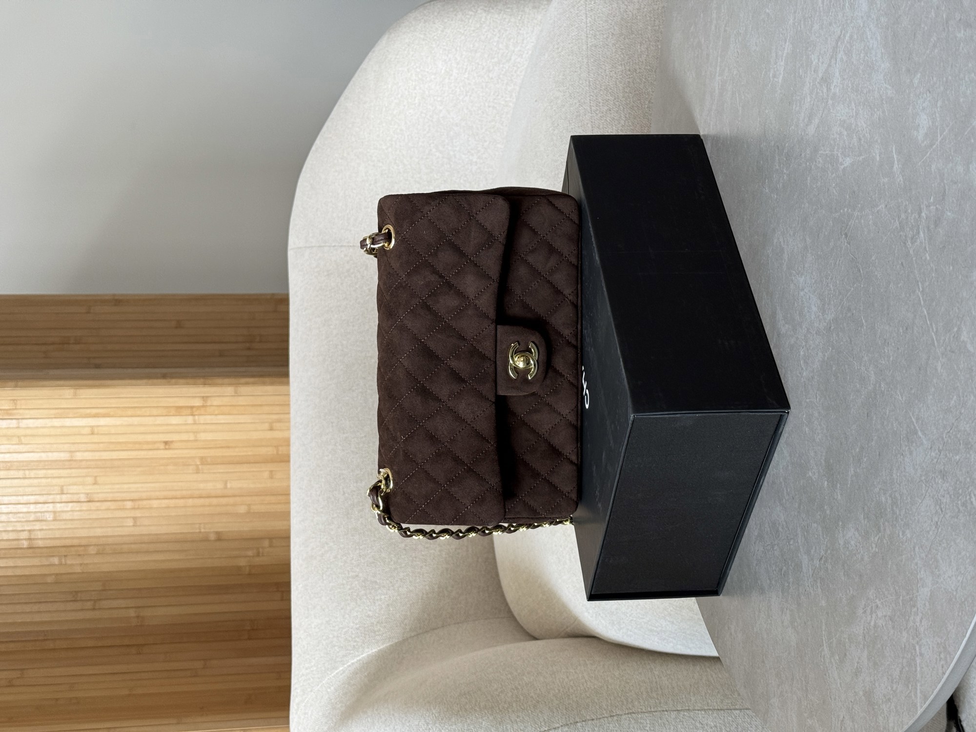 Chanel Classic 2.55 Medium Double Flap in Suede Brown/Gold - 11