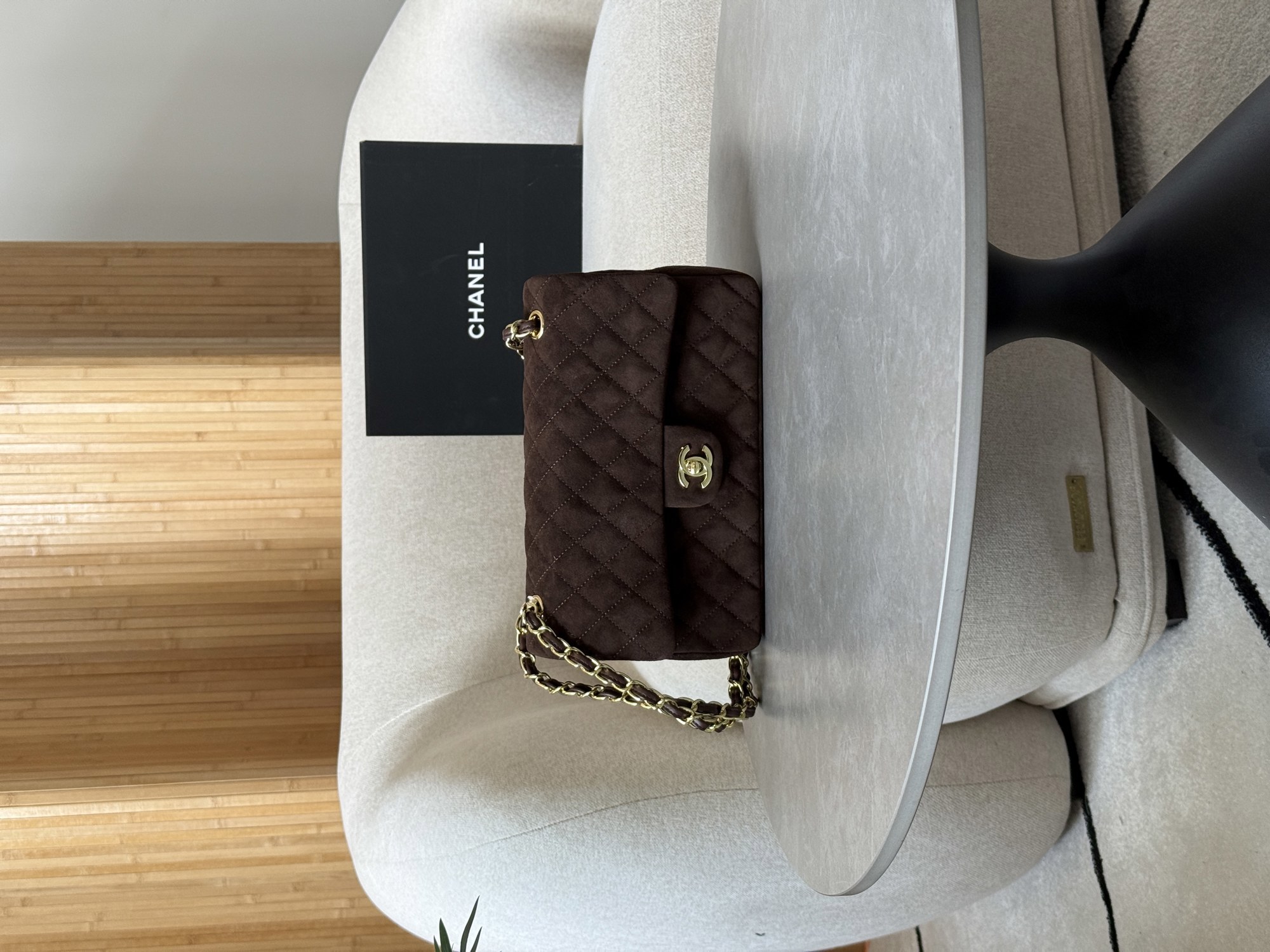 Chanel Classic 2.55 Medium Double Flap in Suede Brown/Gold - 12