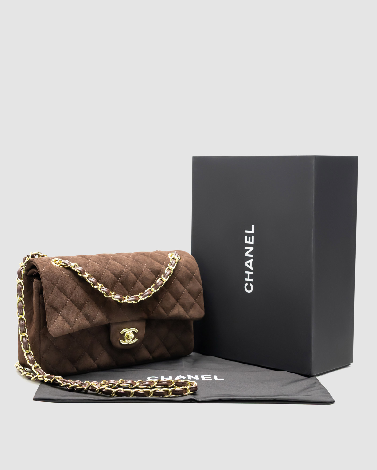Chanel Classic 2.55 Medium Double Flap in Suede Brown/Gold - 7
