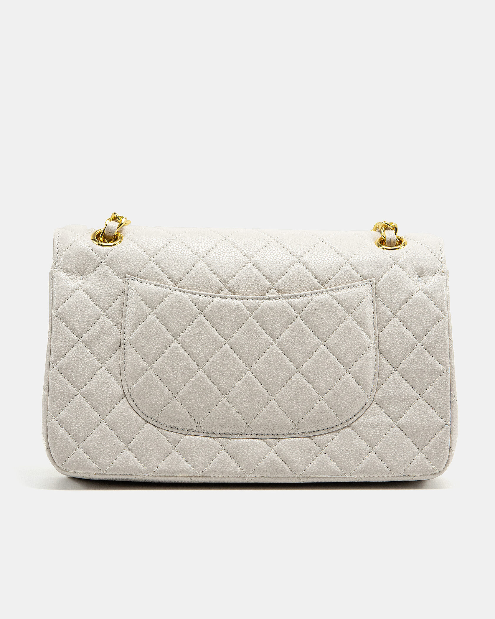 Chanel Classic 2.55 Medium Double Flap in White/Gold - 9