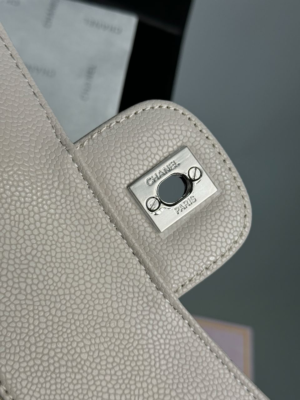 Chanel Classic 2.55 Medium Double Flap in White/Silver - 26