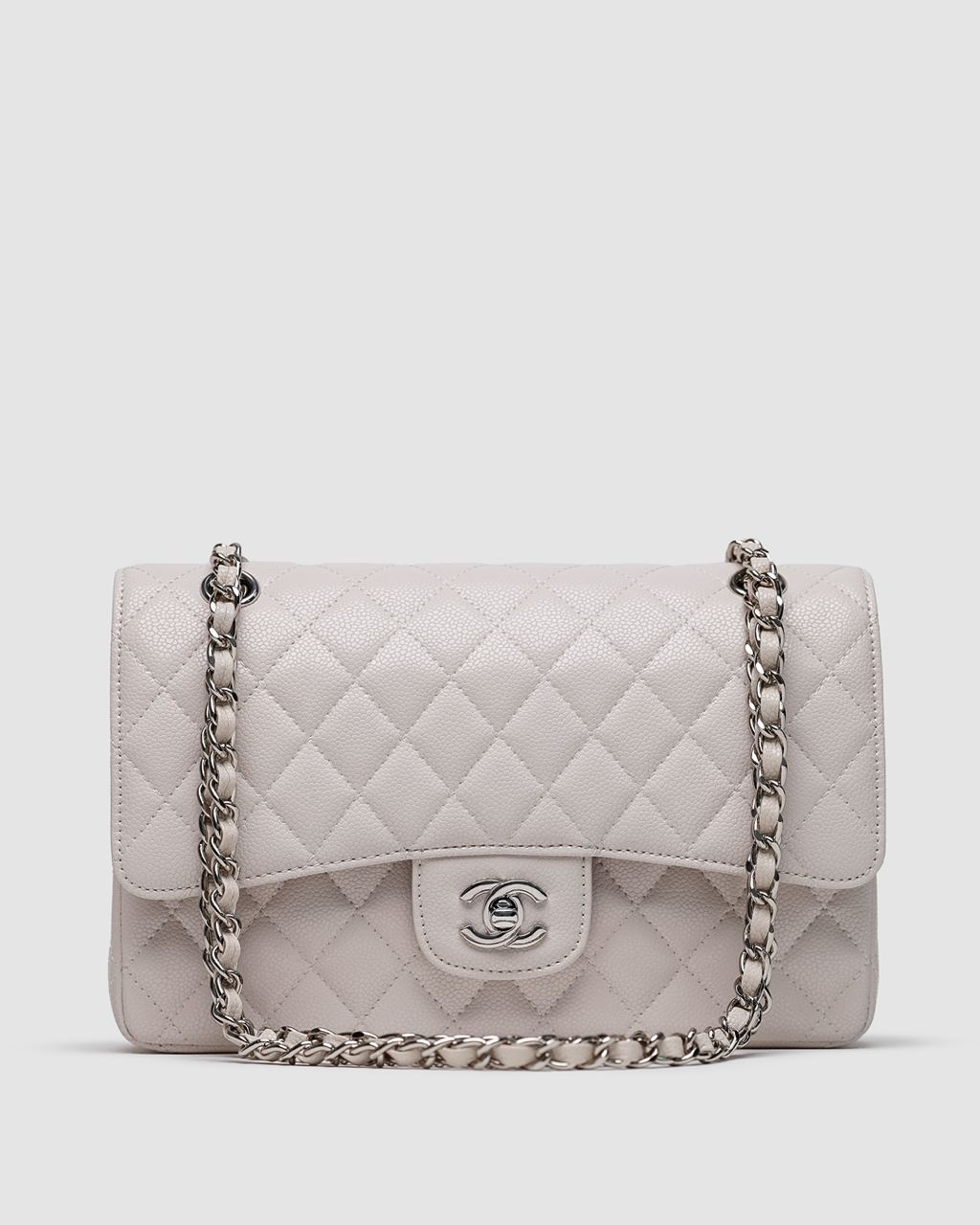 Chanel Classic 2.55 Medium Double Flap in White/Silver - 6