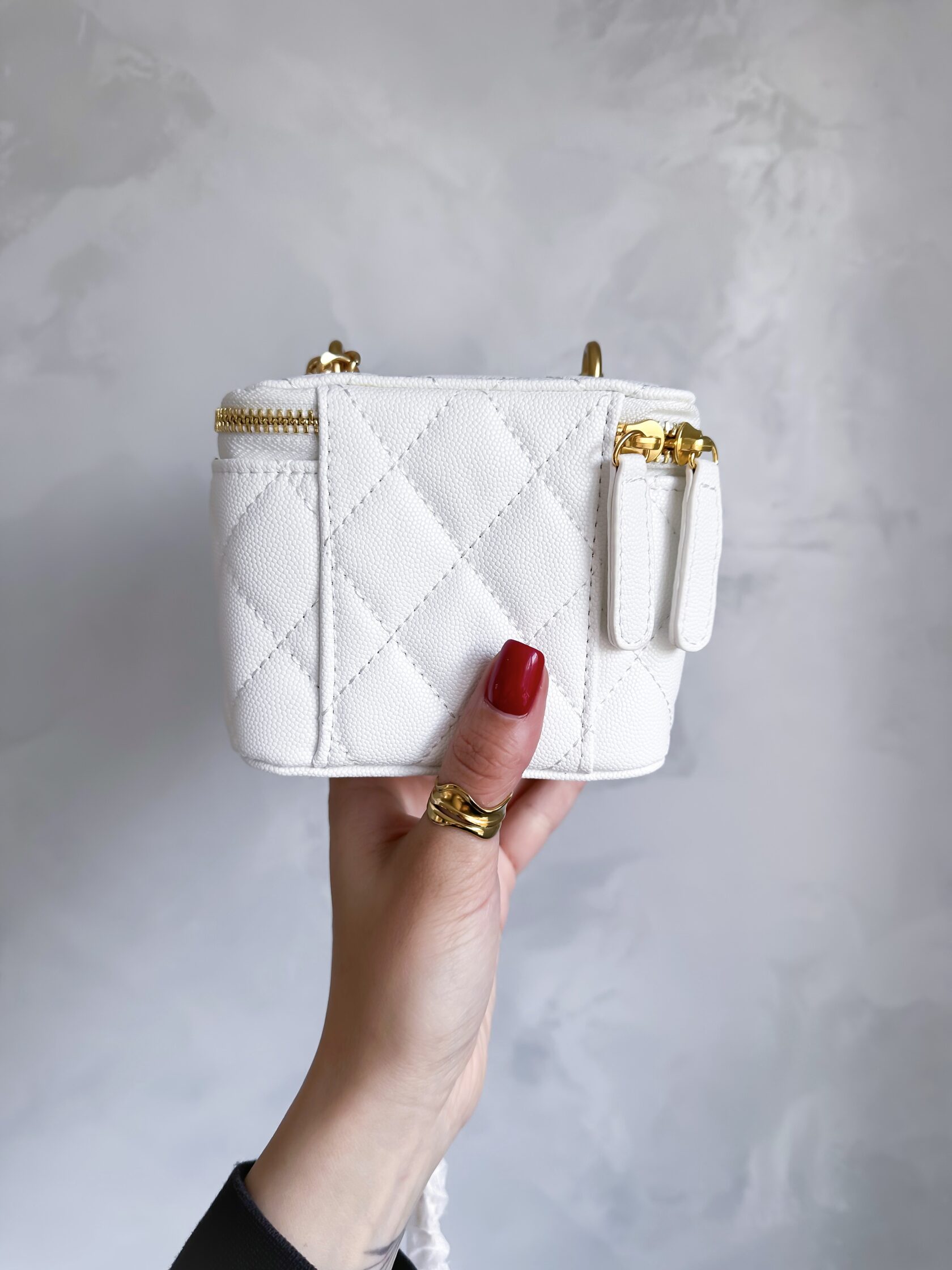 Chanel Classic Beige Lambskin Pearl Crush Mini Vanity Case - 4