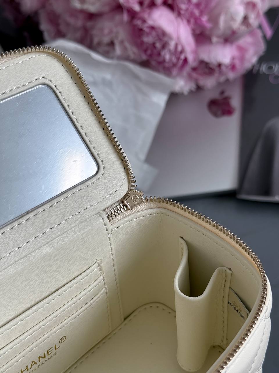 Chanel Classic Beige Lambskin Pearl Crush Vanity Bag - 13