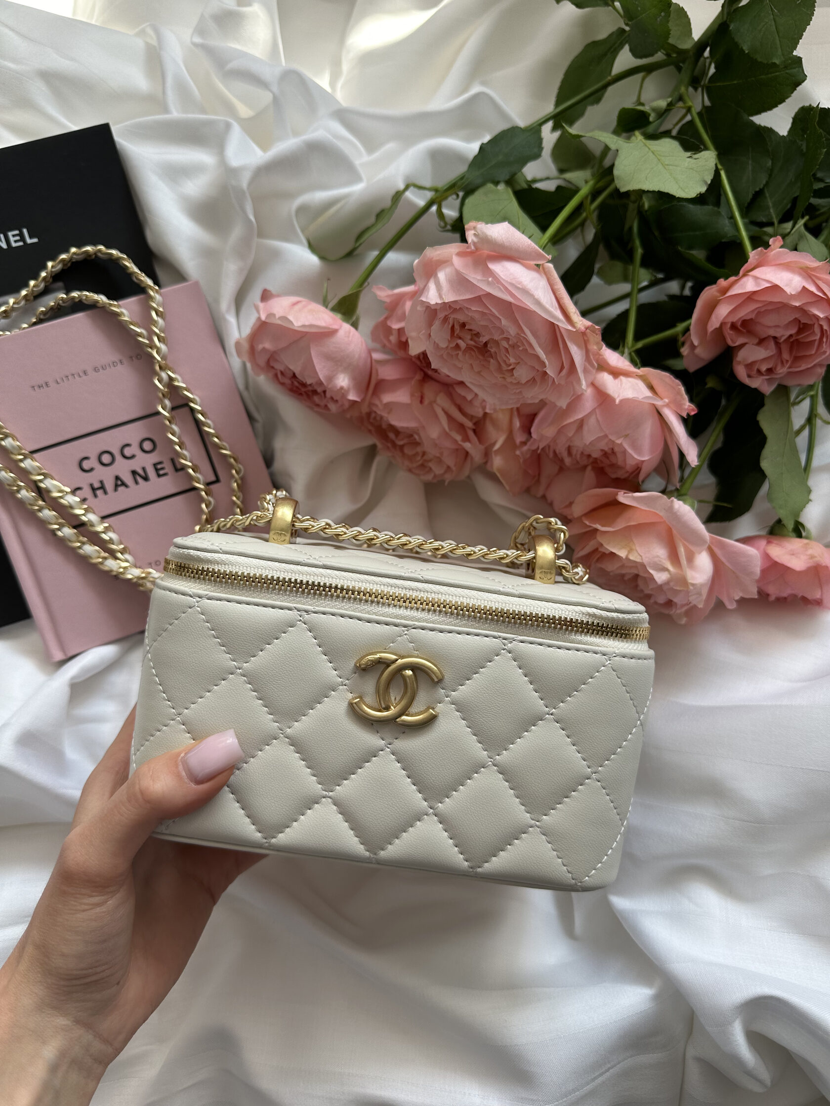 Chanel Classic Beige Lambskin Pearl Crush Vanity Bag - 13