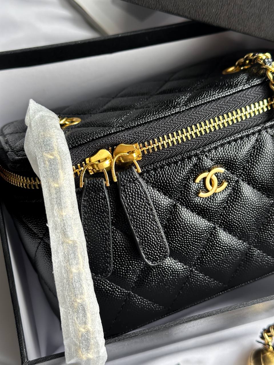 Chanel Classic Black Lambskin Pearl Crush Vanity Bag - 5