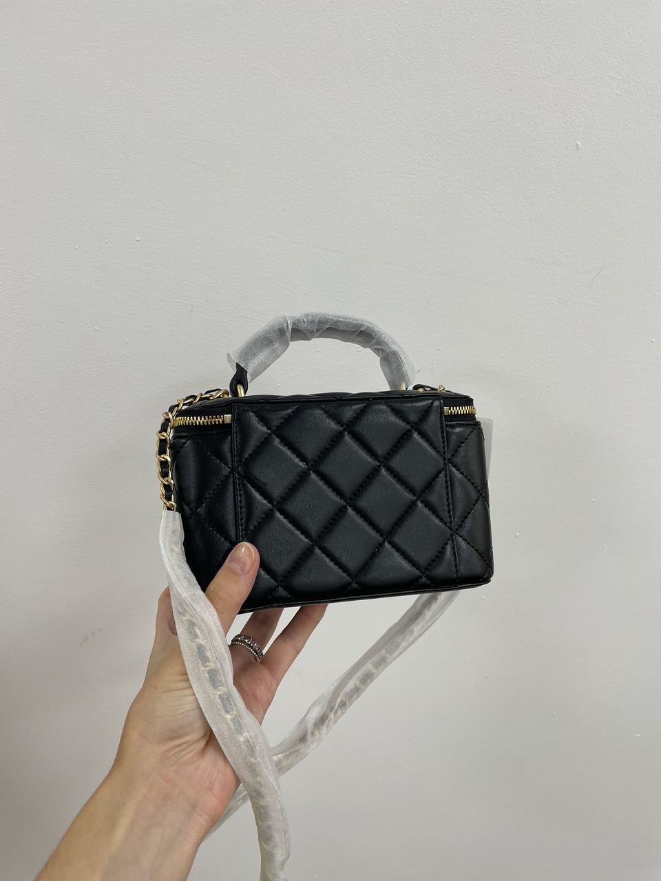 Chanel Classic Black Lambskin Pearl Crush Vanity Bag - 11
