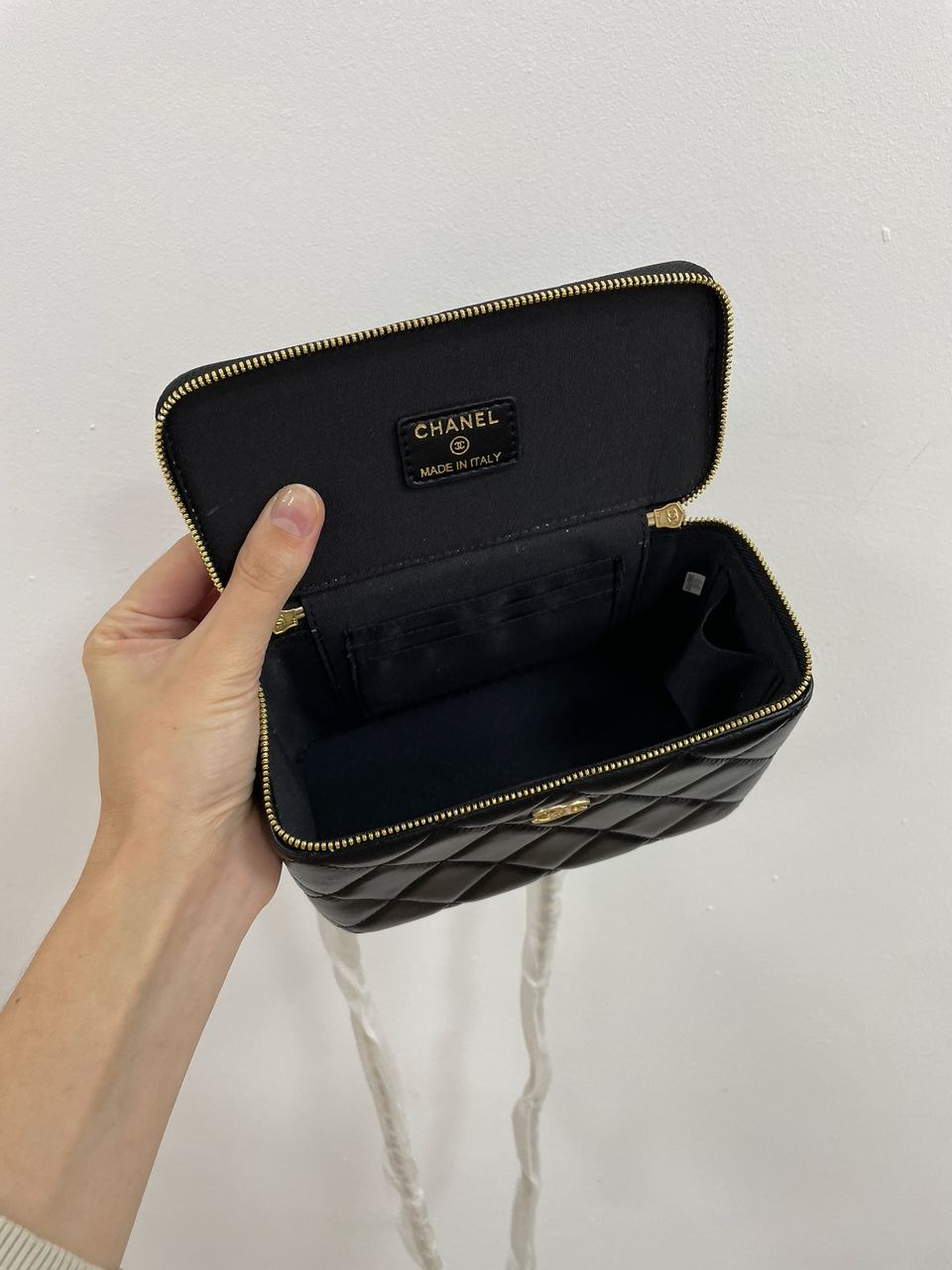 Chanel Classic Black Lambskin Pearl Crush Vanity Bag - 14