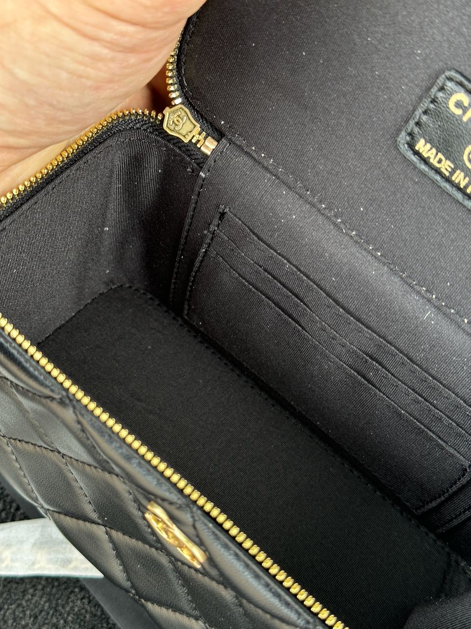 Chanel Classic Black Lambskin Pearl Crush Vanity Bag - 15