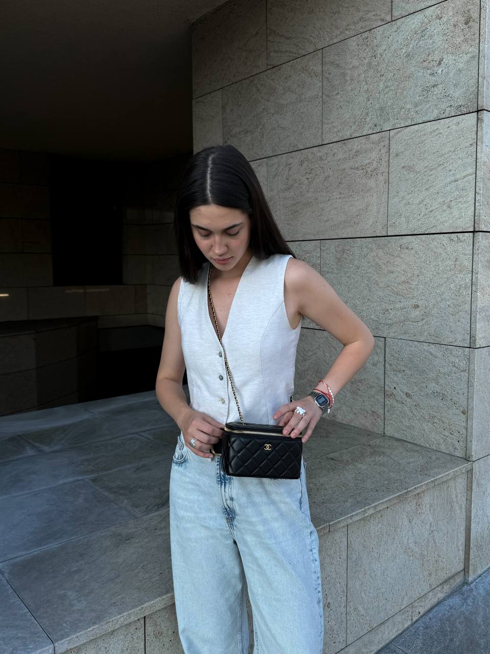 Chanel Classic Black Lambskin Pearl Crush Vanity - 19