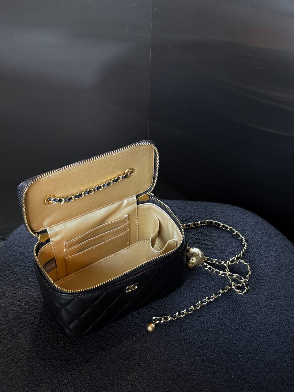 Chanel Classic Black Lambskin Pearl Crush Vanity - 24