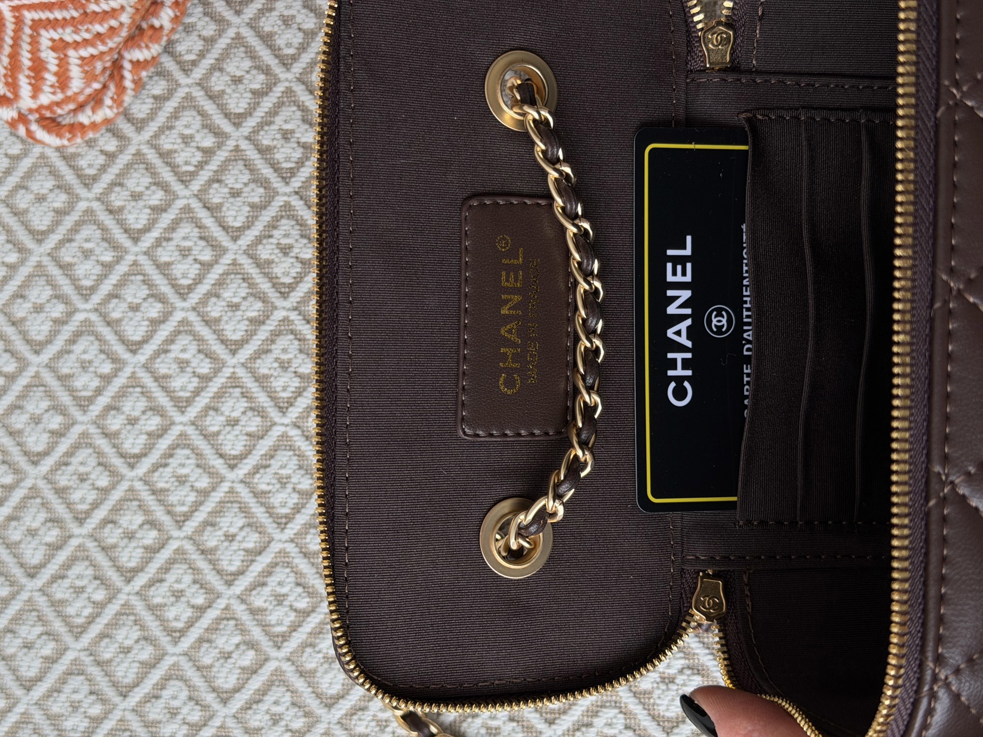 Chanel Classic Brown Lambskin Pearl Crush Vanity Bag Gold - 9