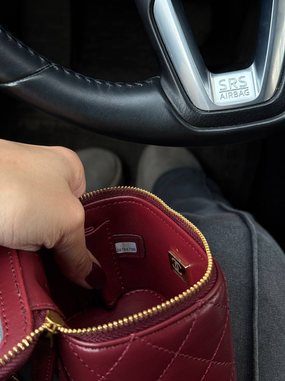 Chanel Classic Burgundy Lambskin Pearl Crush Mini Vanity Case - 14