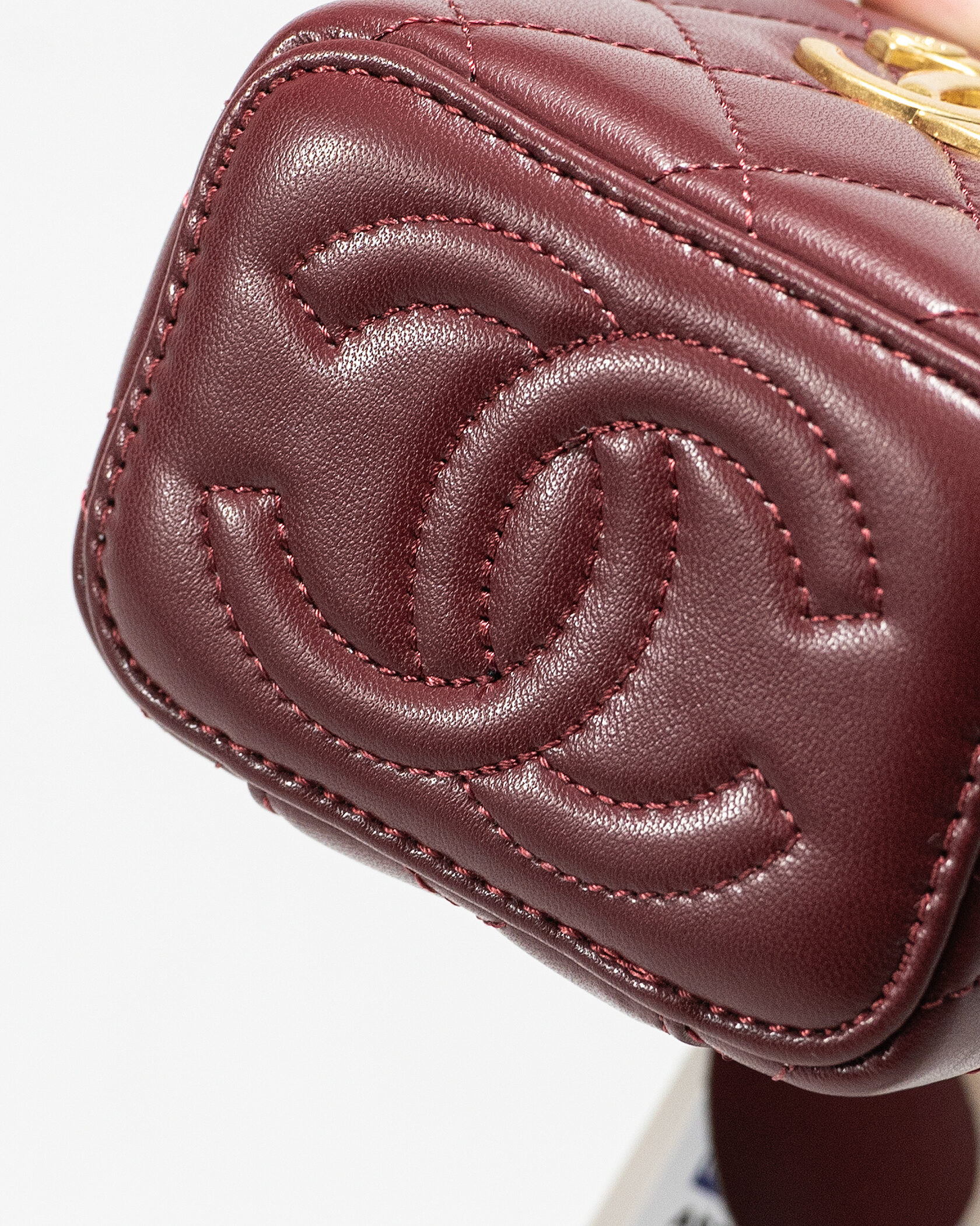 Chanel Classic Burgundy Lambskin Pearl Crush Mini Vanity Case - 12