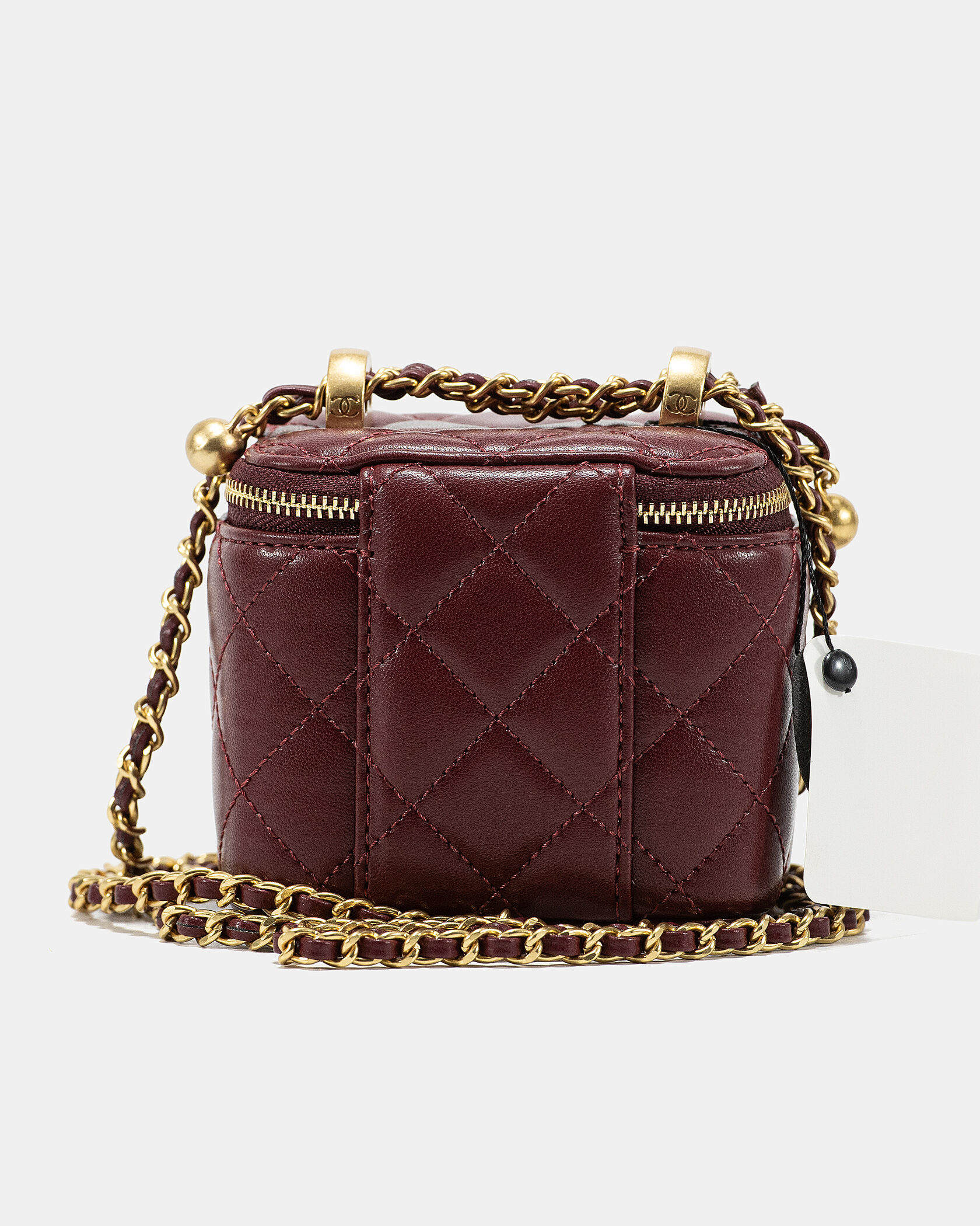 Chanel Classic Burgundy Lambskin Pearl Crush Mini Vanity Case - 7