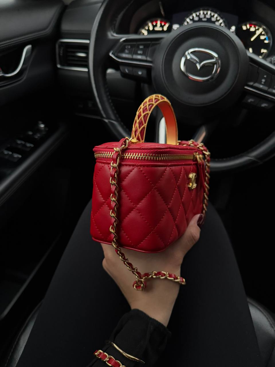 Chanel Classic Burgundy Lambskin Pearl Crush Vanity Bag Gold - 3