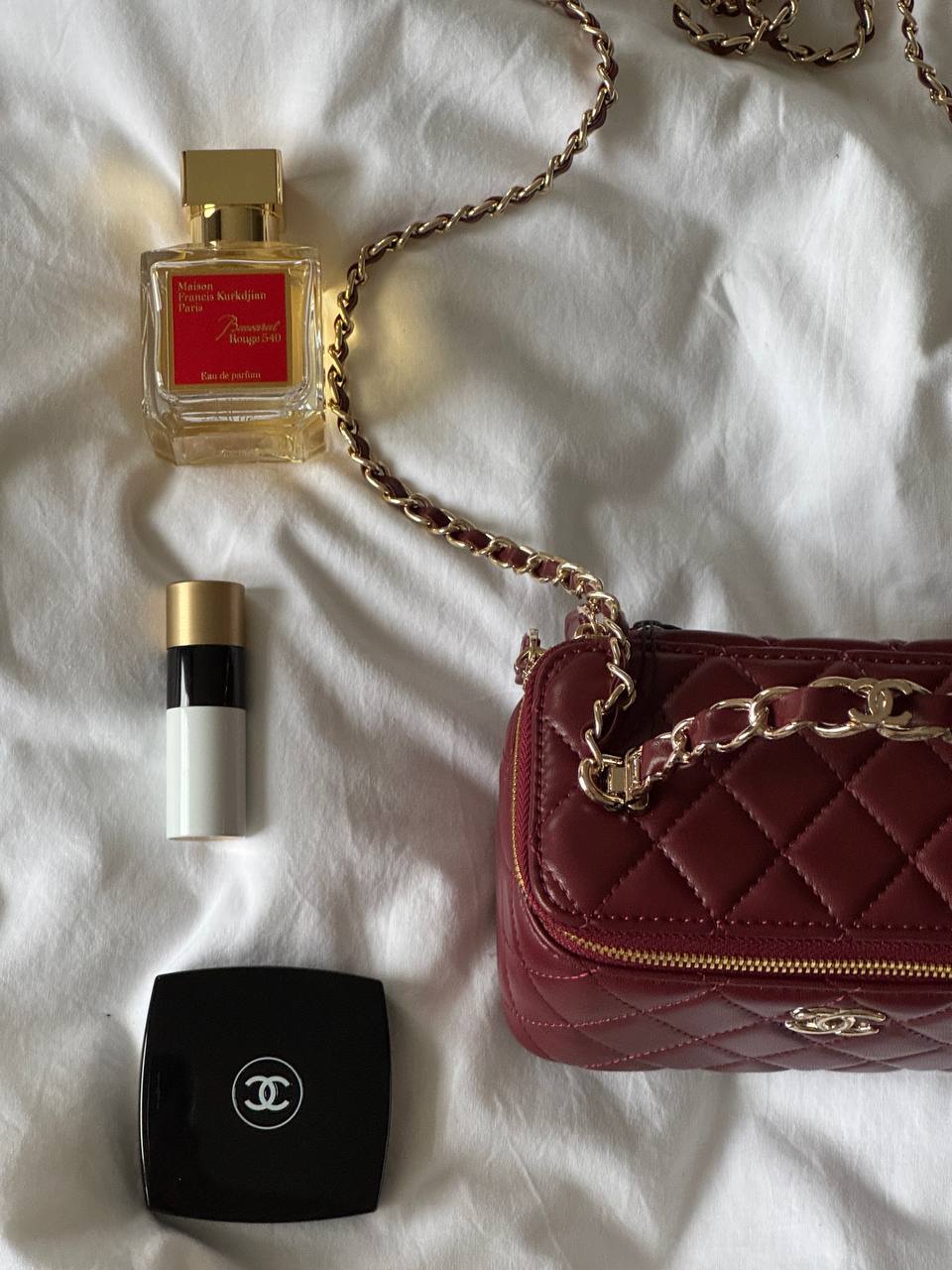Chanel Classic Burgundy Lambskin Pearl Crush Vanity Bag Gold - 7
