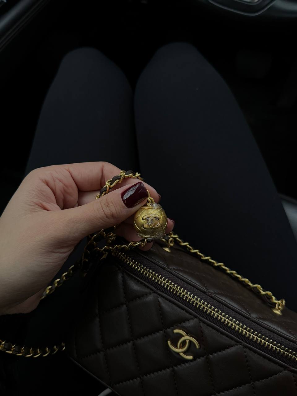 Chanel Classic Chocolate Lambskin Pearl Crush Vanity Bag - 3