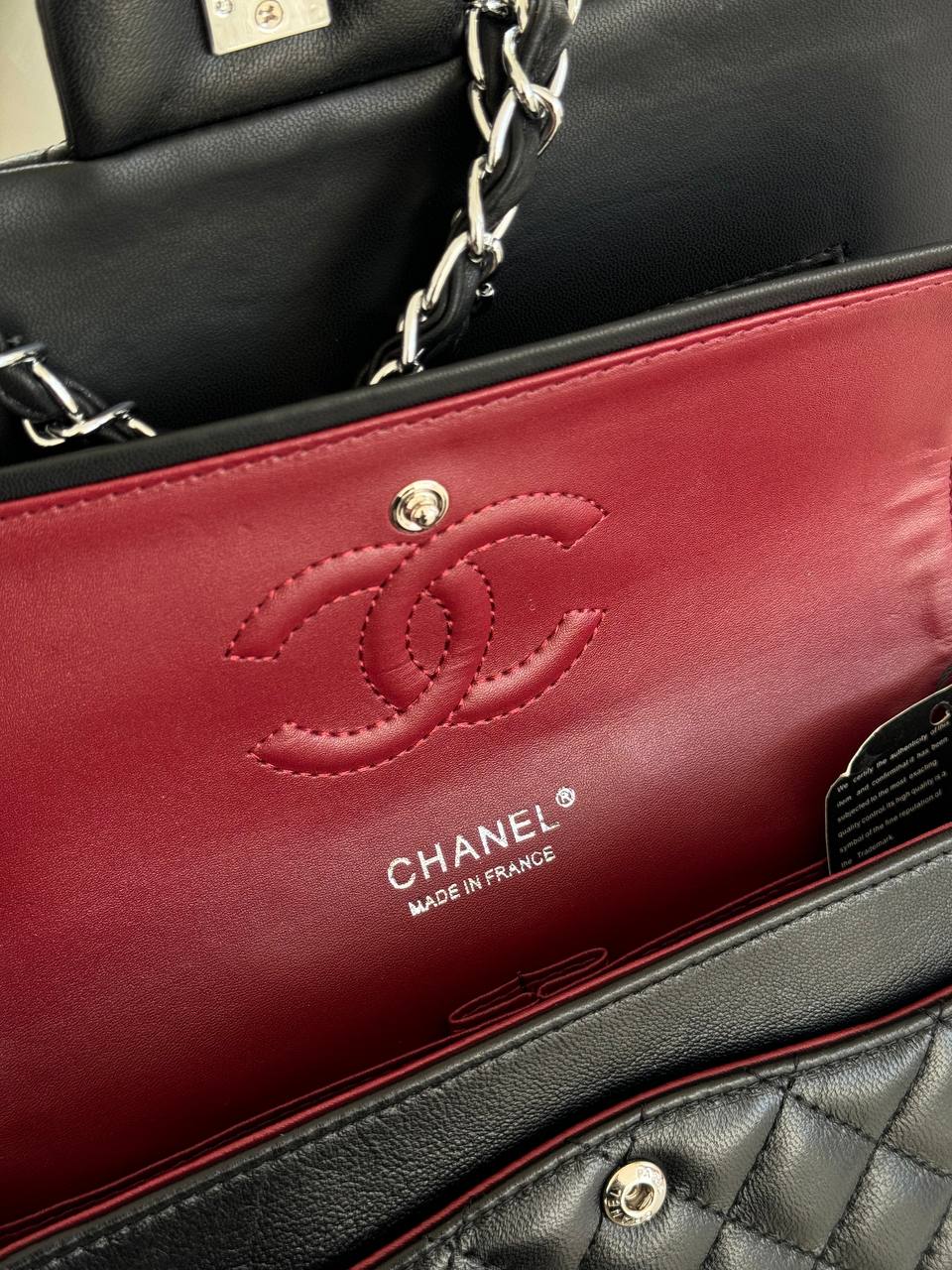 Chanel Classic Double Flap Bag Medium in Black Caviar Leather with Silver Hardware - 15