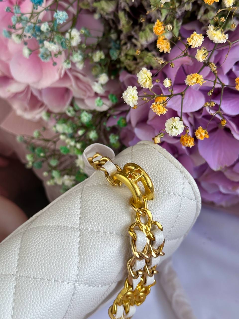 Chanel Classic Flap Mini White Caviar - 8