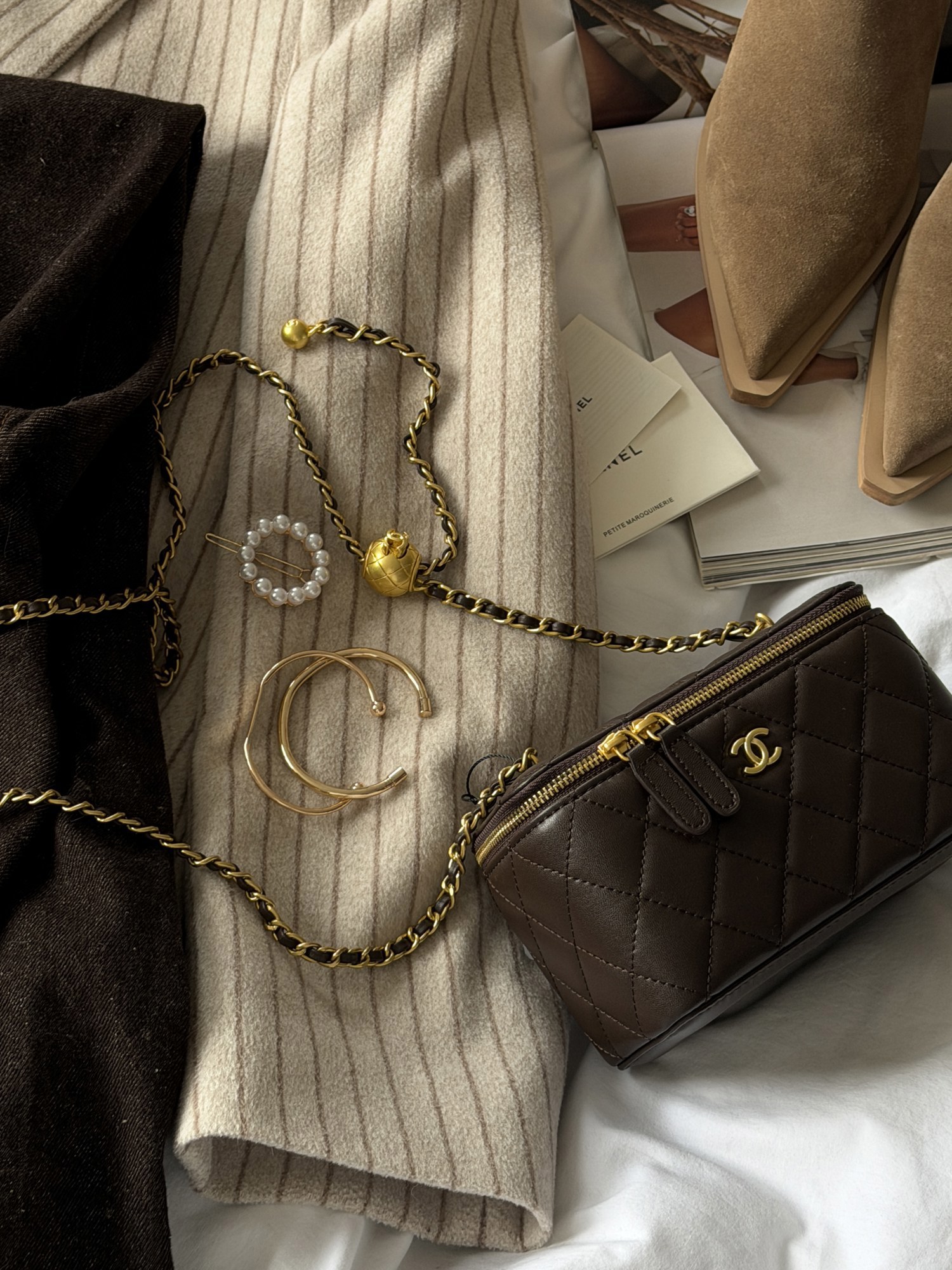 Chanel Classic Lambskin Pearl Crush Vanity Bag Brown/Gold [оригін - 6
