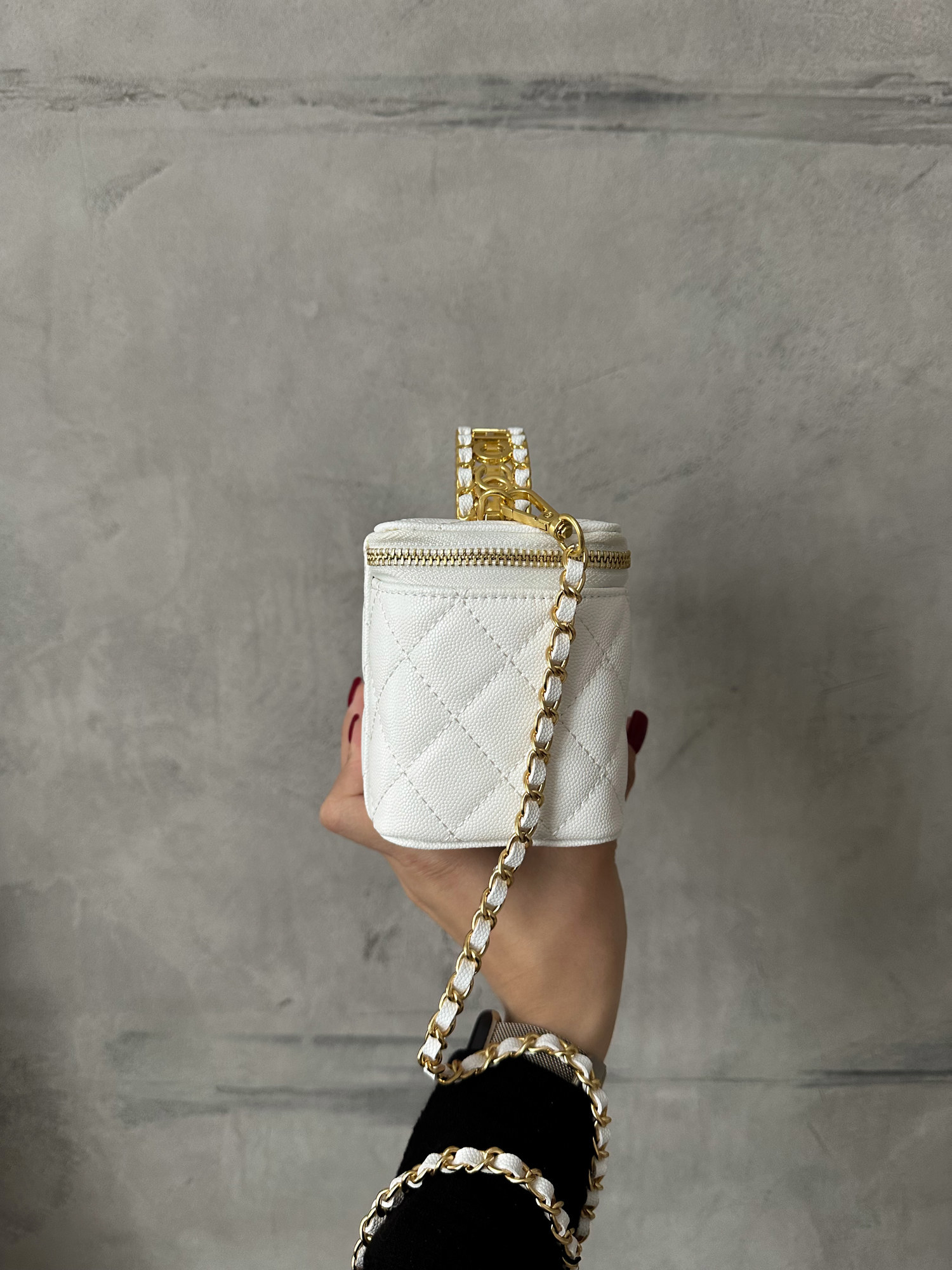 Chanel Classic Lambskin Pearl Crush Vanity Bag White/ Silver [ори - 8