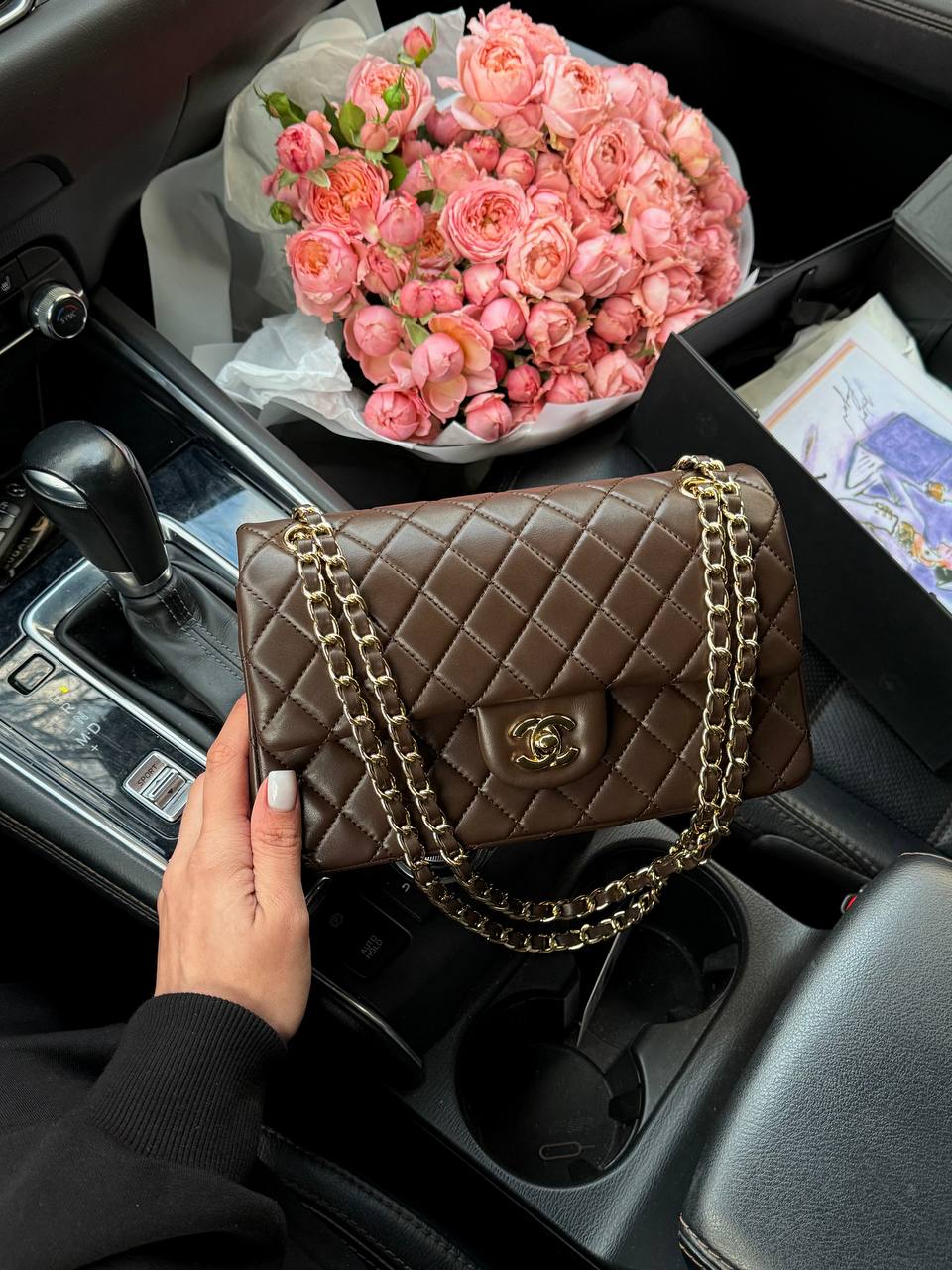 Chanel Classic Medium Double Flap in Chocolate/Gold - 3