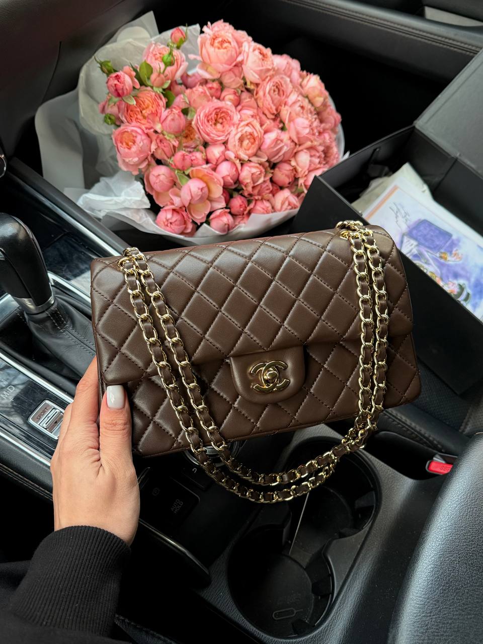 Chanel Classic Medium Double Flap in Chocolate/Gold - 4