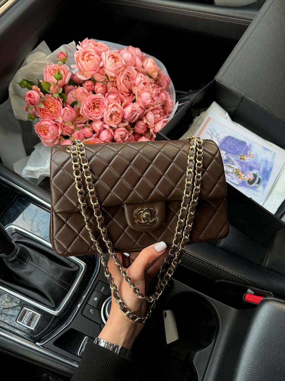 Chanel Classic Medium Double Flap in Chocolate/Gold - 5