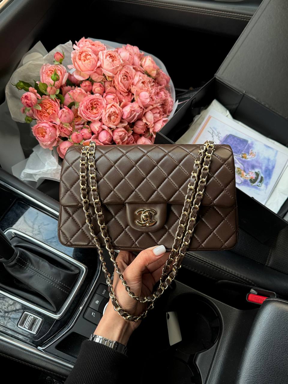 Chanel Classic Medium Double Flap in Chocolate/Gold - 6