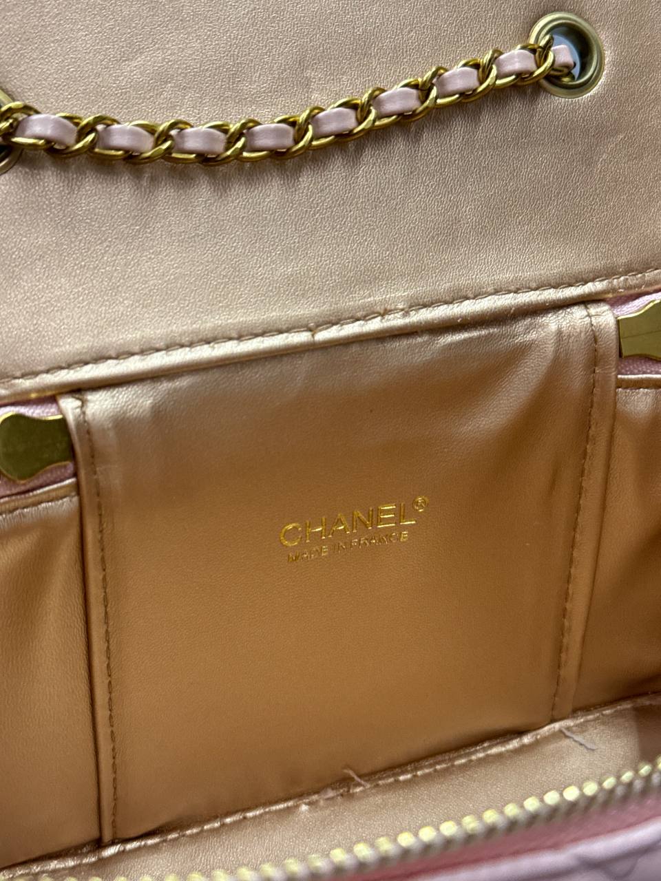 Chanel Classic Powder Lambskin Pearl Crush Vanity Bag Gold - 9