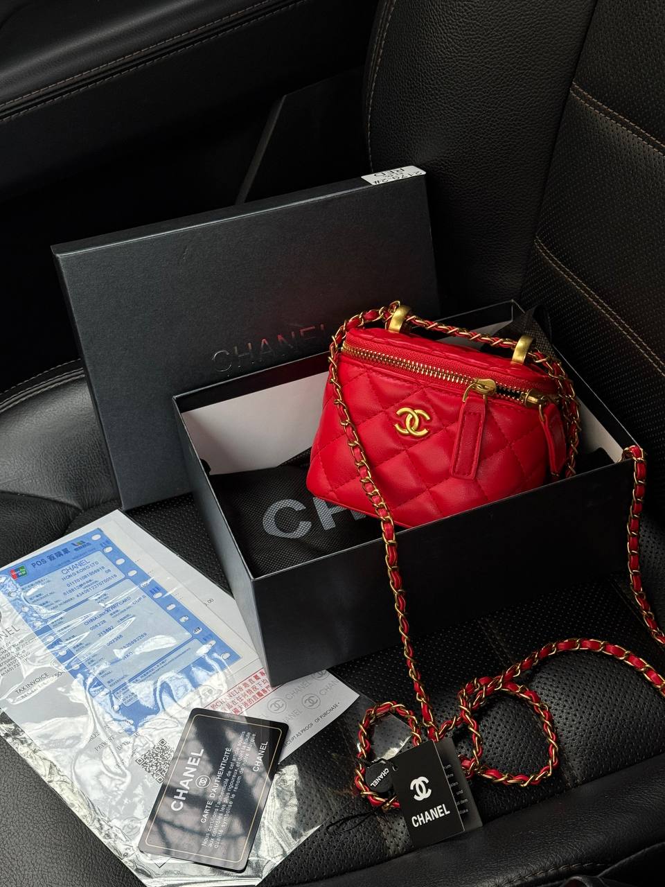 Chanel Classic Red Lambskin Pearl Crush Mini Vanity Case - 3