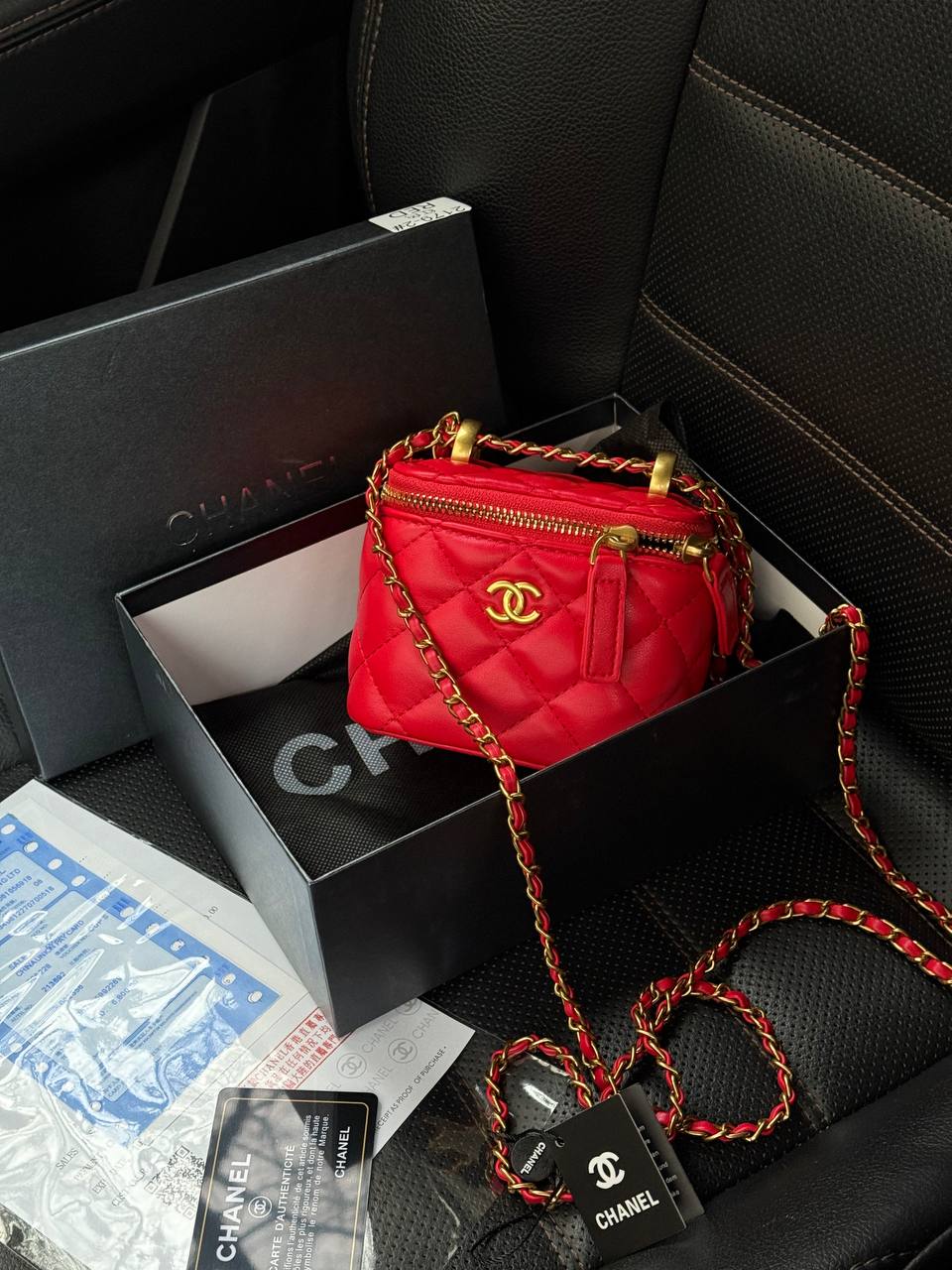 Chanel Classic Red Lambskin Pearl Crush Mini Vanity Case - 5