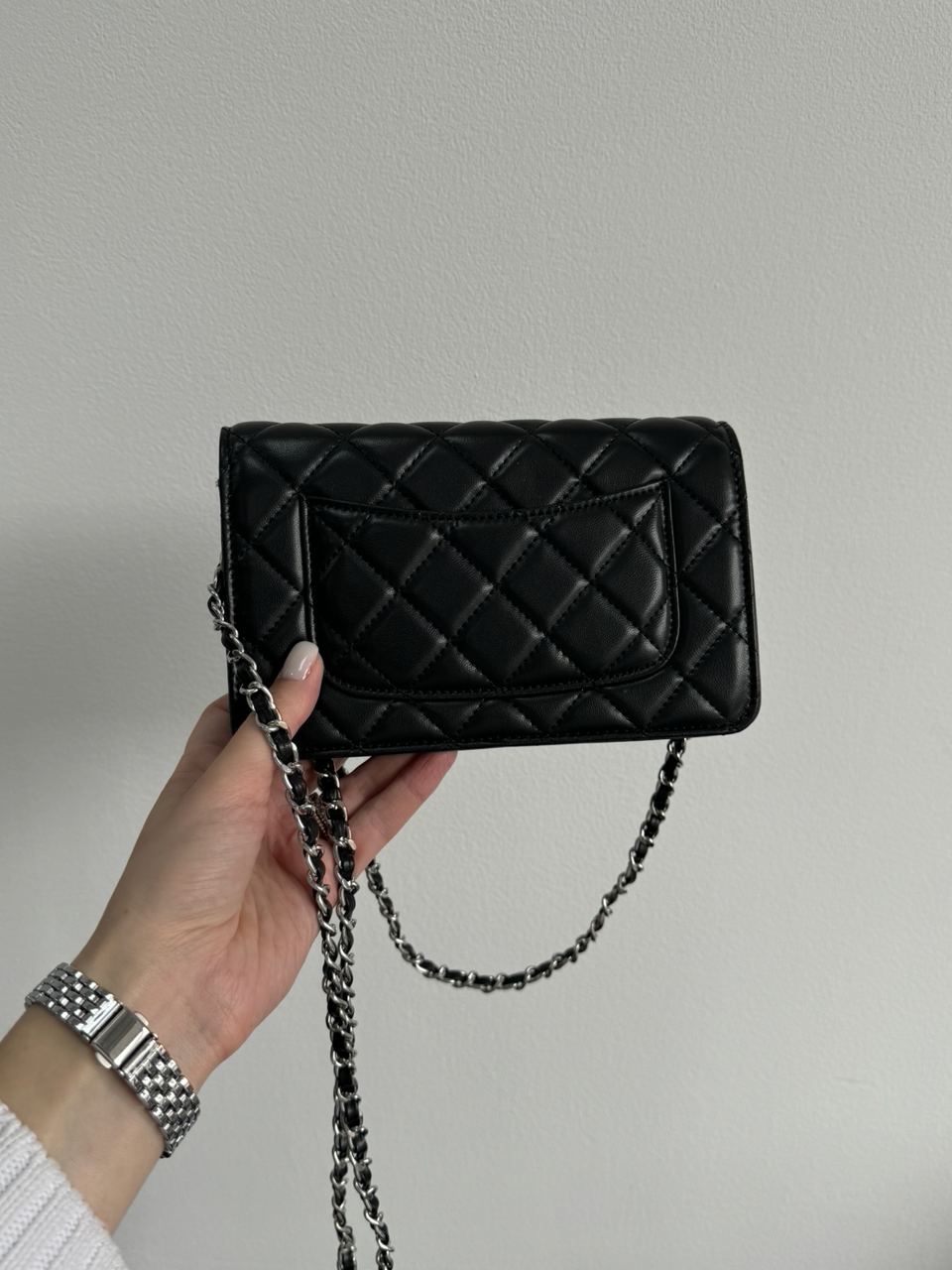 Chanel Classic Wallet on Chain Black/Silver - 13